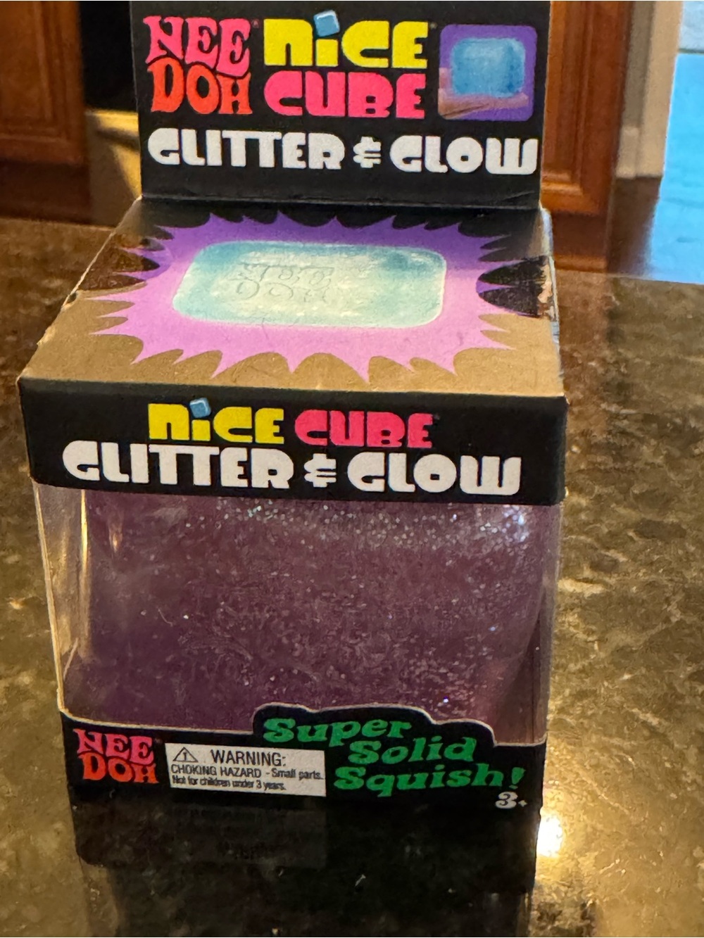 Nee Doh Nice Cube Glitter & Glow Purple Kids Squish Toy